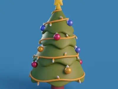 Cartoon Christmas Tree Low-poly 3D model