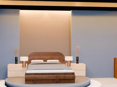 Modern Luxury Bedroom Interior Decoration Low-poly 3D model