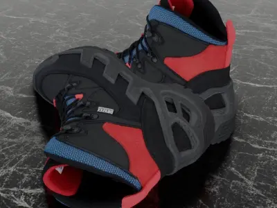 VANEDA 3D BOOTS - BLACK - RED - BLUE Low-poly 3D model