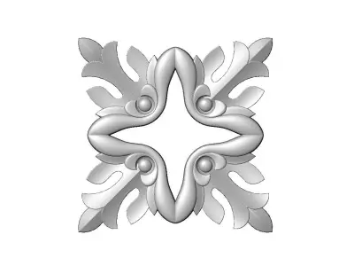 Open square floral rosette carving molding relief onlay 3D print model