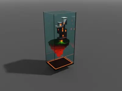 diorama house in glass container 3D model