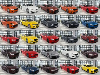 BLENDER EEVEE Brandless 50 car collection volume 1 3D Model Pack