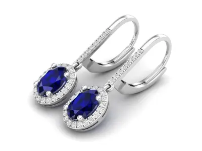 AV 429 Diamond Ladies Halo Style Dangling Drop 3D print model