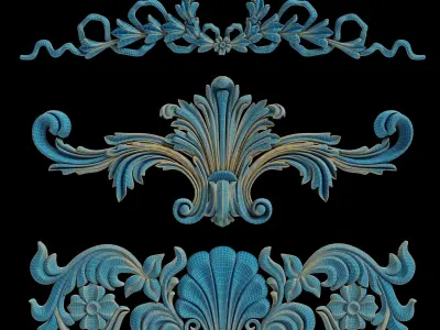 Carved Plaster Molding Decoration and Ornament pack03 3D model