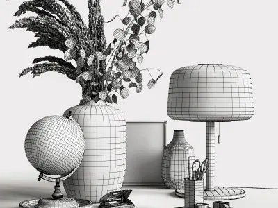 Decorative set in black colors 3D model