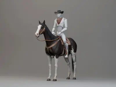 Classic Horse - Western Type Low-poly 3D model