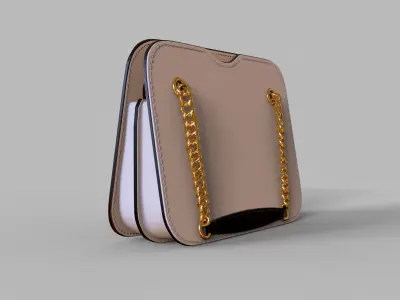 Handbag with gold hardware 3D model