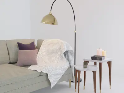 Sofa Set and lamp 3D model