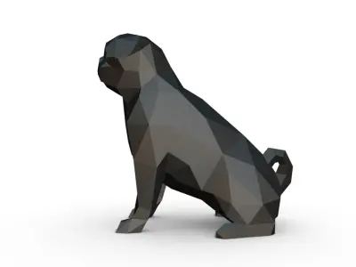 pug low poly 3D print model