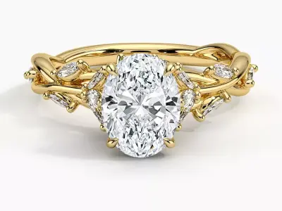 DIAMOND oval ring jewelry for woman 3D print model