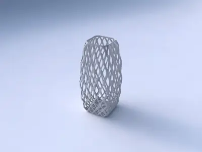 Vase rectangle with diagonal grid lattice 3D print model