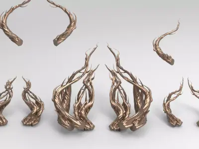 Celtic Carved ivy horn collection  Low-poly 3D model