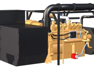Industrial Generator Black and Yellow 3D model