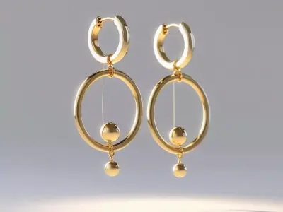 Aurum Orbit  Luxury Minimalist Gold Earrings  3D print model