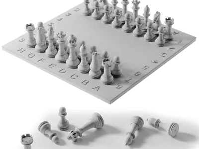 Glass Chess Low-poly 3D model