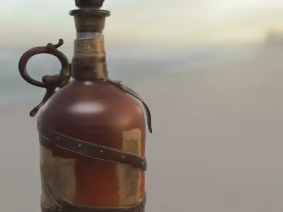 Pirate Rum Bottle  Low-poly 3D model