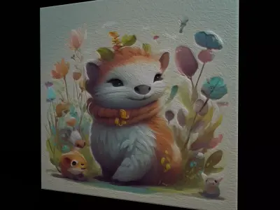 Kids Fantasy Creatures Painting One Low-poly 3D model