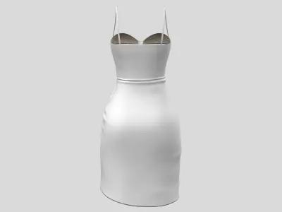 White Satin Dress With Crystals Low-poly 3D model