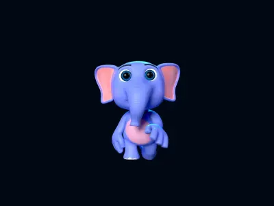 Cartoon Elephant Rigged Character Low-poly 3D model