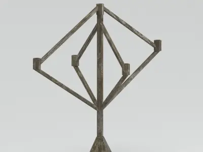 Candelabra metal sculpture of tree 3D model