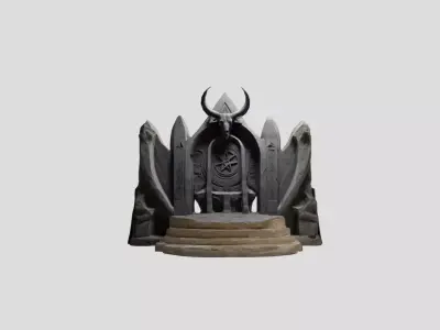 Medieval Modular Wall Altar Stone Low-poly 3D model