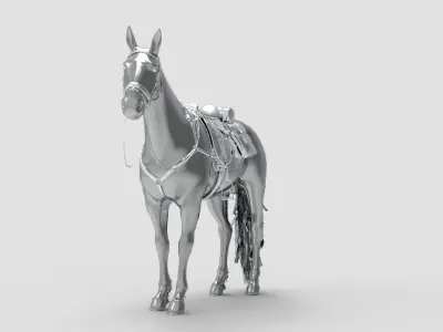 Horse with saddle 3D model