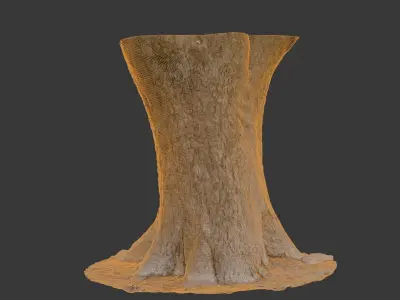 Realistic 3D Scanned Wide Tree Trunk  Low-poly 3D model
