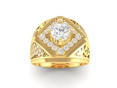 Luxury Diamond Cross Crown Men Ring 574 3D print model