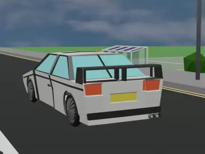 low poly stylized classic sportscar Low-poly 3D model