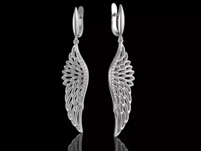 Wings earrings with diamonds  3D print model
