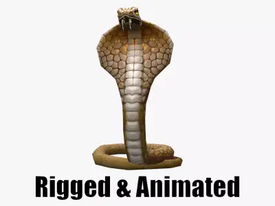 animated cobra snake Low-poly 3D model