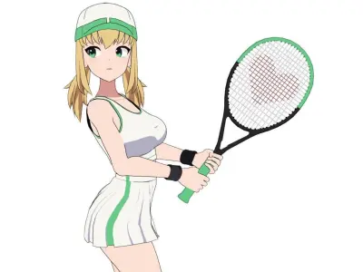 Anime Girl - Tennis Game Low-poly 3D model