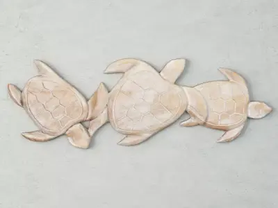 Relief Panel Carving Sea Turtle Trio 3D model