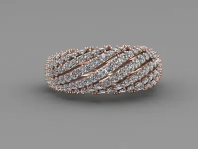 Rose Gold Women Diamond Ring 3D print model 3D print model 18