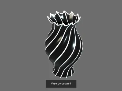 Vases porcelain black and white 3D Model Collection