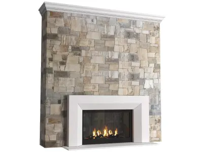 Modern Art Deco Fireplace Decorative stone 3D model