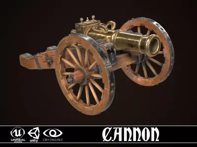 Cannon Low-poly 3D model