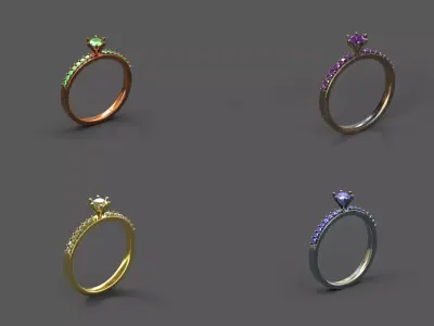 High-Quality 3D Ring Model Pack 4 Low-poly 3D model