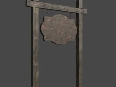 Old Wooden Medieval Tavern Signboard Low-poly 3D model