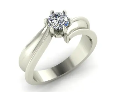 women ring solitaire 3D print model