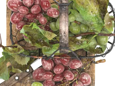 basket of grapes fruit 3D model