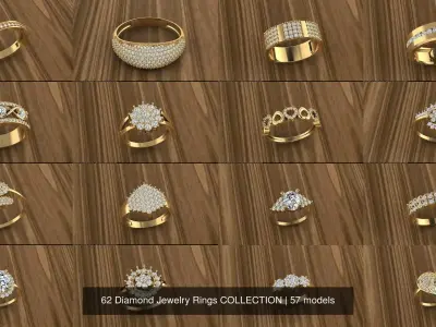 62 Diamond Jewelry Rings COLLECTION 3D Model Pack