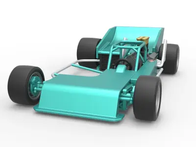 Supermodified rear engine race car Scale 1 to 25 3D print model