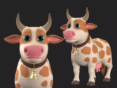 Cartoon Cow V3 Low-poly 3D model