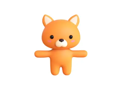 Character007 Chubby Fox  Low-poly 3D model