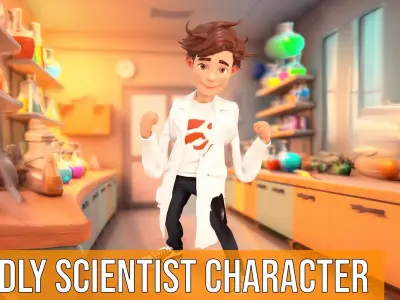 Friendly Scientist Character model pack Low-poly 3D model