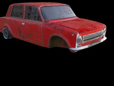 russian car ranked and destroyed  3D model