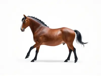 Majestic Bay Friesian Horse Model with Intricate Details Low-poly 3D model