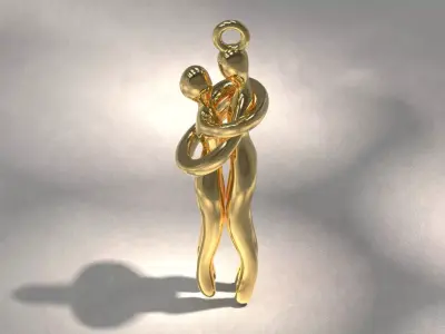 Couple Hugging Pendant 3D print model
