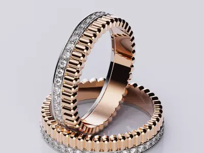 Quatre radiant edition wedding band style 3D print model